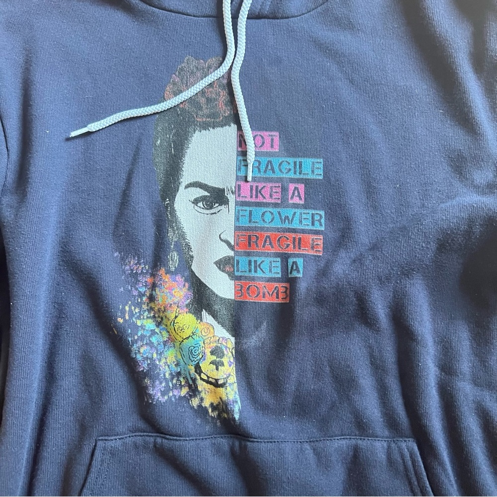 Bella-Canvas | Sweatshirt with Hoodie | Blue | Freda Artwork | Large